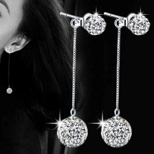 *925 Sterling Silver Diamond Ball Chain Earrings